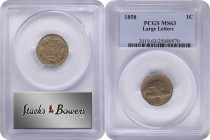 1858 Flying Eagle Cent. Large Letters, High Leaves (Style of 1857), Type I. MS-63 (PCGS).

PCGS# 2019. NGC ID: 2277.

From the Birdwatcher Type Se...