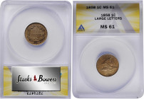 1858 Flying Eagle Cent. Large Letters, High Leaves (Style of 1857), Type I. MS-61 (ANACS).

PCGS# 2019.