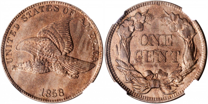 1858 Flying Eagle Cent. Large Letters, High Leaves (Style of 1857), Type I. AU D...