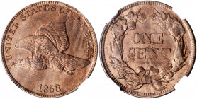 1858 Flying Eagle Cent. Large Letters, High Leaves (Style of 1857), Type I. AU Details--Obverse Scratched (NGC).

PCGS# 2019. NGC ID: 2277.