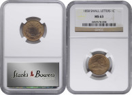 1858 Flying Eagle Cent. Small Letters, Low leaves (Style of 1858), Type III. MS-63 (NGC).

PCGS# 2020. NGC ID: 2279.

From the Birdwatcher Type Se...