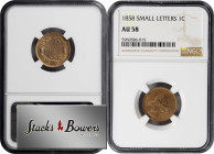 1858 Flying Eagle Cent. Small Letters, Low Leaves (Style of 1858), Type III. AU-58 (NGC).

PCGS# 2020. NGC ID: 2279.