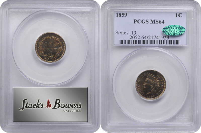 1859 Indian Cent. MS-64 (PCGS). CAC.

PCGS# 2052. NGC ID: 227E.

From the Bi...