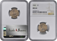 1862 Indian Cent. MS-64 (NGC).

PCGS# 2064. NGC ID: 227H.