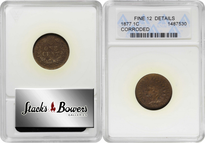 1877 Indian Cent. Fine-12 Details--Corroded (ANACS). OH.

PCGS# 2127. NGC ID: ...