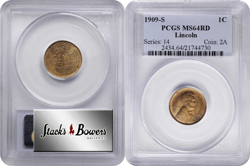 1909-S Lincoln Cent. MS-64 RD (PCGS).

PCGS# 2434. NGC ID: 22B4.

From the B...