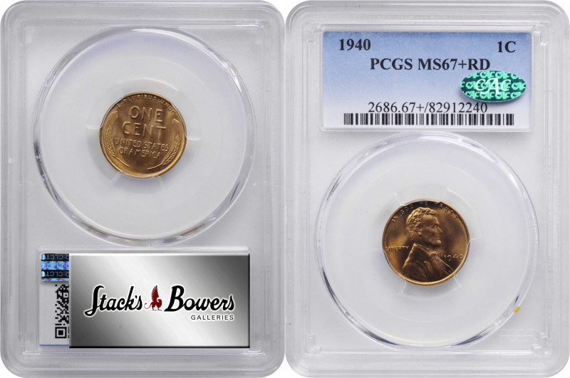 1940 Lincoln Cent. MS-67+ RD (PCGS). CAC.

PCGS# 2686. NGC ID: 22DT.

From t...