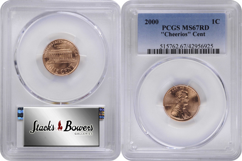 2000 Lincoln Cent. "Cheerios." MS-67 RD (PCGS).

PCGS# 515762.