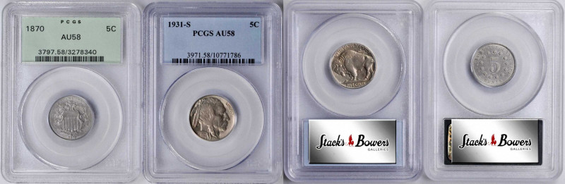 Lot of (2) Shield and Buffalo Nickels. AU-58 (PCGS).

Included are: 1870 Shiel...