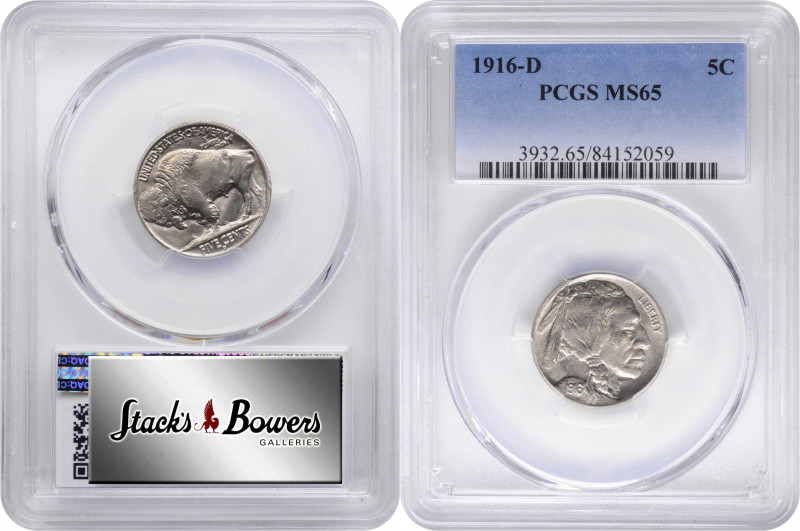 1916-D Buffalo Nickel. MS-65 (PCGS).

PCGS# 3932. NGC ID: 22RB.

From the Bi...