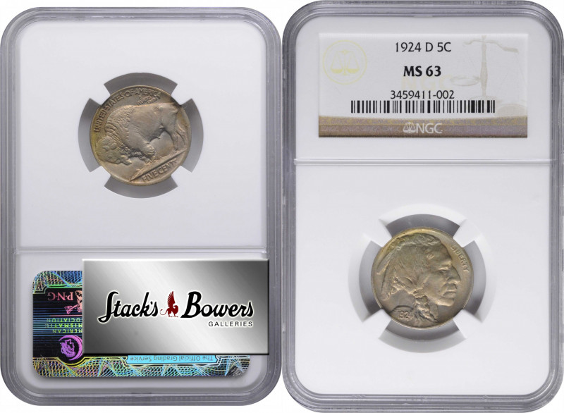 1924-D Buffalo Nickel. MS-63 (NGC).

PCGS# 3952. NGC ID: 22RY.

From the Bir...