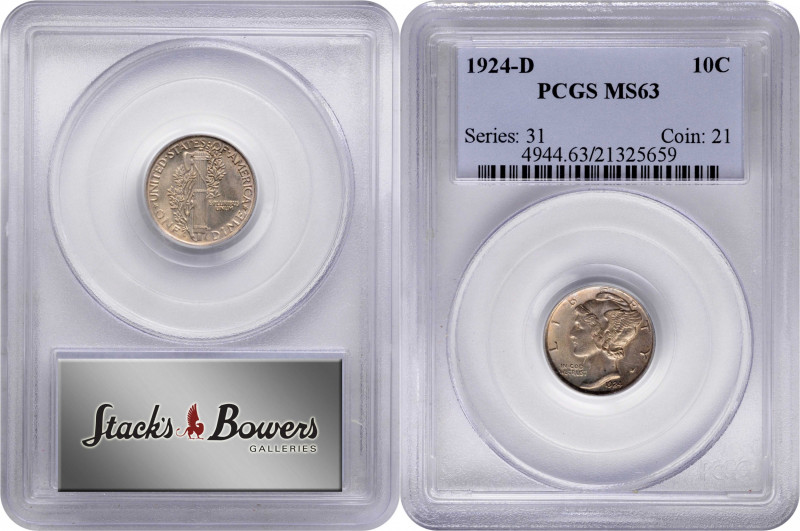 1924-D Mercury Dime. MS-63 (PCGS).

PCGS# 4944. NGC ID: 23HK.

From the Bird...