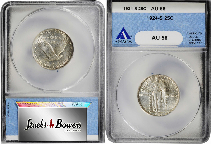 1924-S Standing Liberty Quarter. AU-58 (ANACS).

PCGS# 5750. NGC ID: 243N.