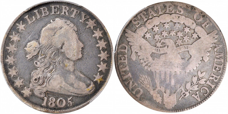 1805/4 Draped Bust Half Dollar. O-102, T-5. Rarity-3. VG-10 (PCGS).

PCGS# 607...