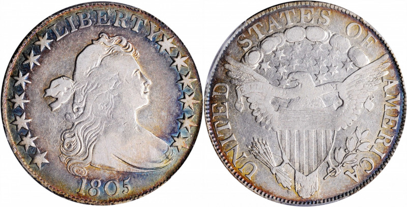 1805 Draped Bust Half Dollar. O-109a, T-14. Rarity-4-. VF-25 (PCGS).

PCGS# 39...