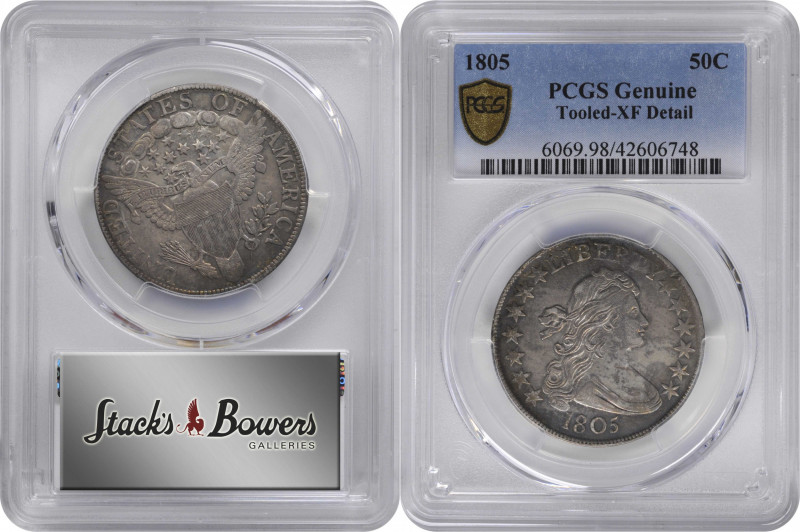 1805 Draped Bust Half Dollar. O-111, T-3. Rarity-3. EF Details--Tooled (PCGS).
...