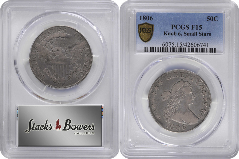 1806 Draped Bust Half Dollar. O-105, T-5. Rarity-2. Knobbed 6, Small Stars. Fine...