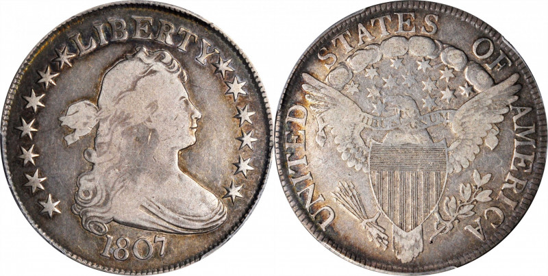 1807 Draped Bust Half Dollar. O-109, T-2. Rarity-6+. VG-10 (PCGS).

PCGS# 6079...