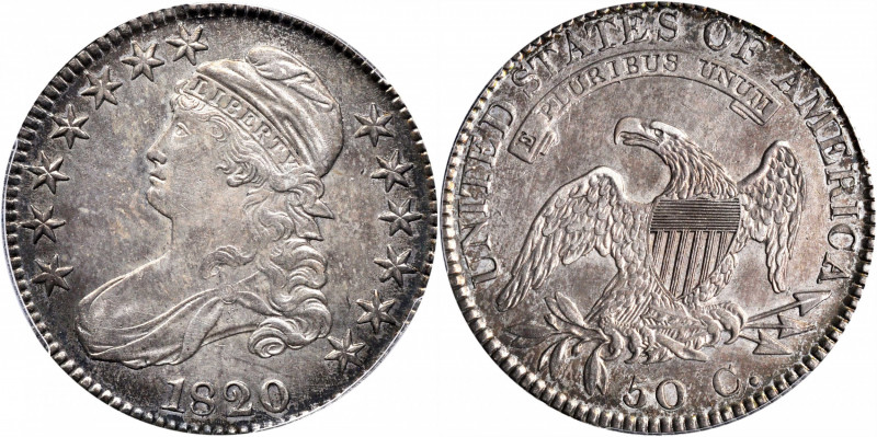 1820 Capped Bust Half Dollar. O-106. Rarity-2. Square Base No Knob 2, Large Date...