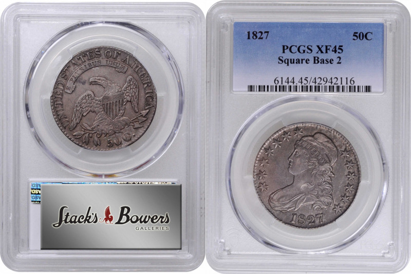 1827 Capped Bust Half Dollar. O-121. Rarity-4. Square Base 2. EF-45 (PCGS).

P...