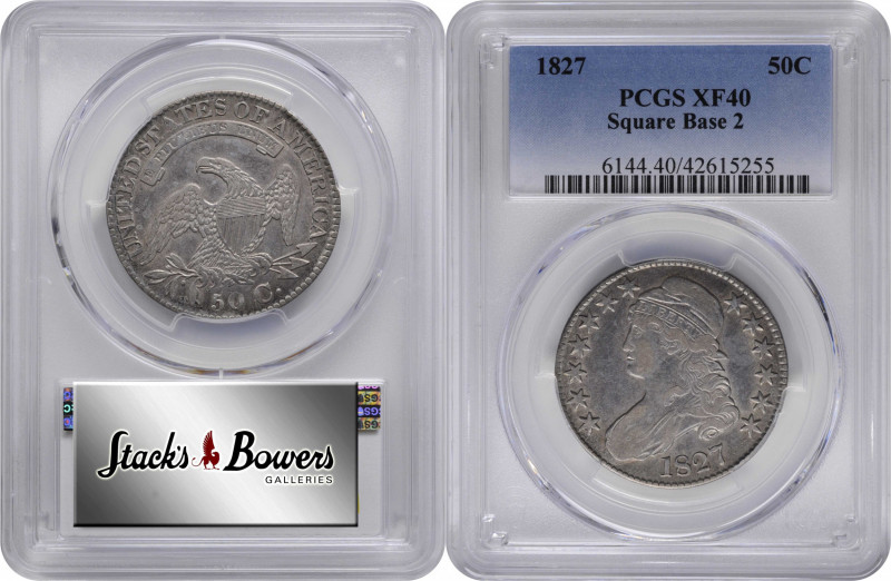 1827 Capped Bust Half Dollar. O-125. Rarity-3. Square Base 2. EF-40 (PCGS).

P...