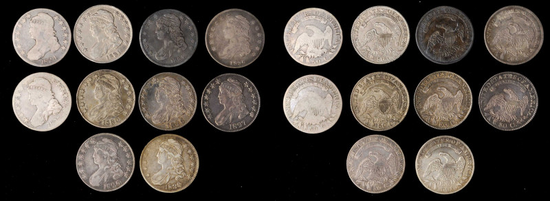 Lot of (10) Capped Bust Half Dollars, 1824-1836. (Uncertified).

Included are:...