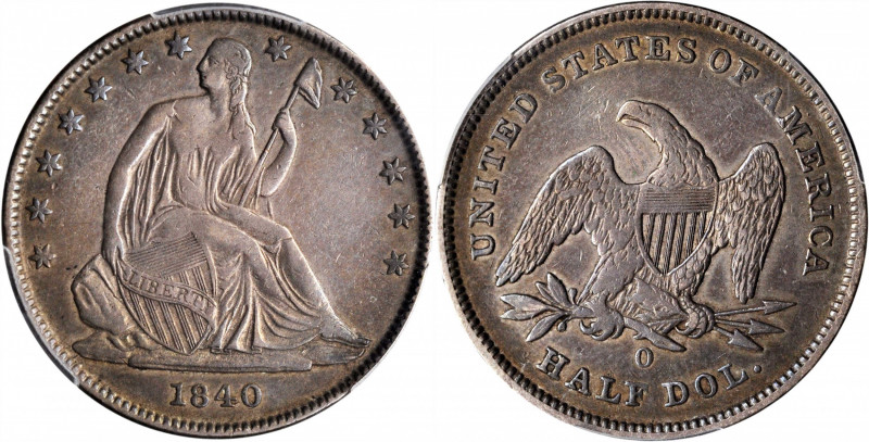 1840-O Liberty Seated Half Dollar. WB-5. Rarity-3. Repunched Date, Large O. VF D...