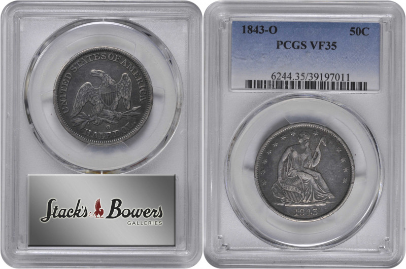 1843-O Liberty Seated Half Dollar. WB-3. Rarity-5. VF-35 (PCGS).

PCGS# 6244. ...