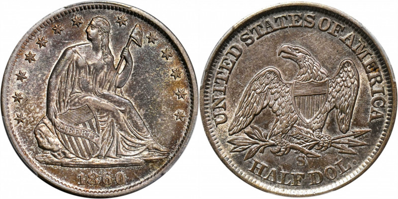 1860-S Liberty Seated Half Dollar. WB-1. Rarity-3. Large S. AU-55 (PCGS).

PCG...