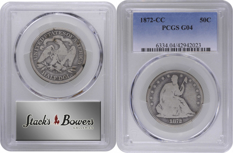 1872-CC Liberty Seated Half Dollar. WB-7. Rarity-4. Good-4 (PCGS).

PCGS# 6334...