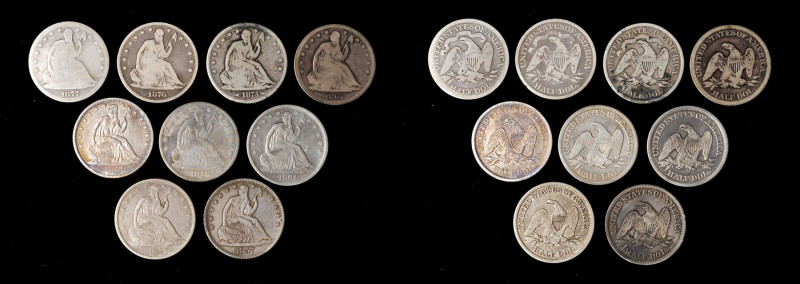 Lot of (9) Liberty Seated Half Dollars, 1857-1877. (Uncertified).

Included ar...