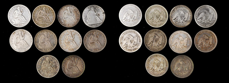 Lot of (10) Liberty Seated Half Dollars, 1854-1861. (Uncertified).

Included a...