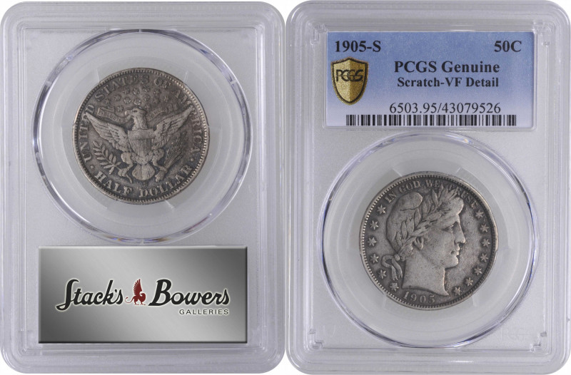 1905-S Barber Half Dollar. VF Details--Scratch (PCGS).

PCGS# 6503. NGC ID: 24...