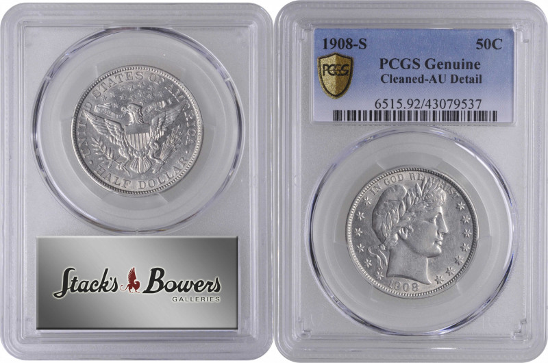 1908-S Barber Half Dollar. AU Details--Cleaned (PCGS).

PCGS# 6515. NGC ID: 24...