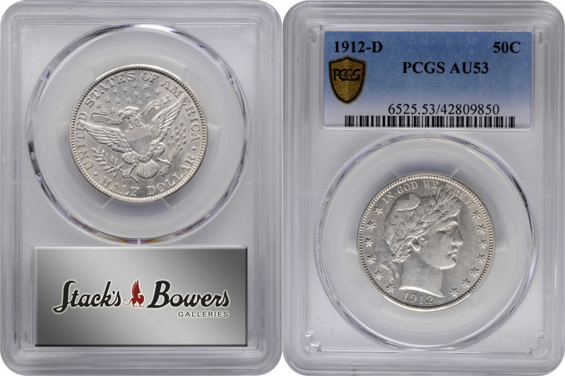 1912-D Barber Half Dollar. AU-53 (PCGS).

PCGS# 6525. NGC ID: 24NH.

From th...