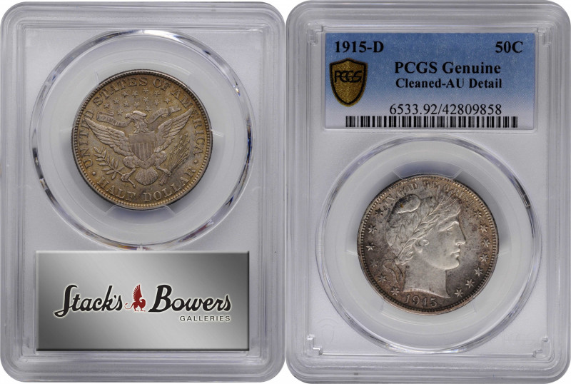 1915-D Barber Half Dollar. AU Details--Cleaned (PCGS).

PCGS# 6533. NGC ID: 24...