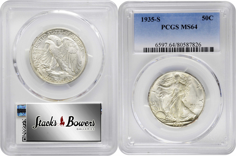 1935-S Walking Liberty Half Dollar. MS-64 (PCGS).

PCGS# 6597. NGC ID: 24RL.