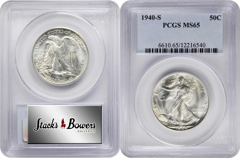 1940-S Walking Liberty Half Dollar. MS-65 (PCGS).

PCGS# 6610. NGC ID: 24S2.