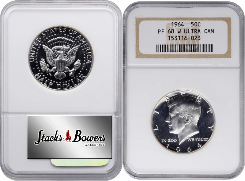 1964 Kennedy Half Dollar. Proof-68 W Ultra Cameo (NGC).

PCGS# 96800. NGC ID: ...