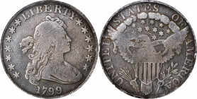 1799 Draped Bust Silver Dollar. BB-161, B-11. Rarity-3. VG-10 Details--Plugged, Damaged (ANACS).

PCGS# 6878. NGC ID: 24X7.