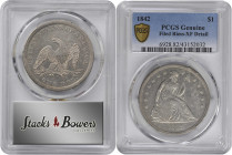 1842 Liberty Seated Silver Dollar. OC-4. Rarity-1. EF Details--Filed Rims (PCGS).

PCGS# 6928. NGC ID: 24YC.