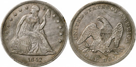1842 Liberty Seated Silver Dollar. OC-2. Rarity-1. EF Details--Harshly Cleaned (PCGS).

PCGS# 6928. NGC ID: 24YC.