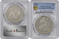 1853 Liberty Seated Silver Dollar. OC-1. Top 30 Variety. Rarity-2. Chin Whiskers. AU Details--Rim Repaired (PCGS).

PCGS# 6941. NGC ID: 24YS.