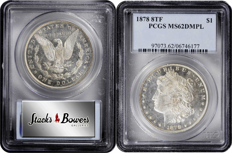 1878 Morgan Silver Dollar. 8 Tailfeathers. MS-62 DMPL (PCGS).

PCGS# 97073. NG...