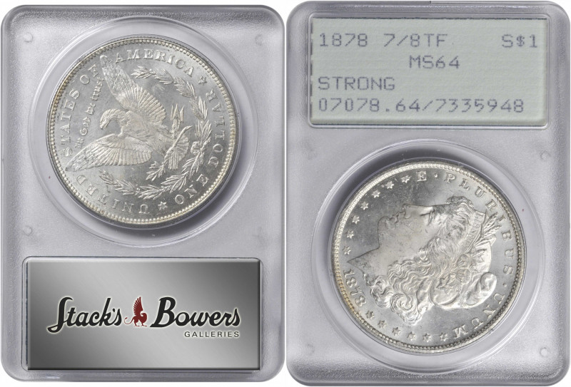 1878 Morgan Silver Dollar. 7/8 Tailfeathers. Strong. MS-64 (PCGS). OGH--First Ge...