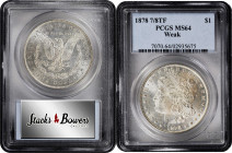 1878 Morgan Silver Dollar. 7/8 Tailfeathers. Weak. MS-64 (PCGS).

PCGS# 7070.