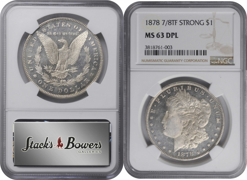 1878 Morgan Silver Dollar. 7/8 Tailfeathers. Strong. MS-63 DPL (NGC).

PCGS# 7...