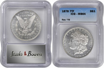 1878 Morgan Silver Dollar. 7 Tailfeathers. Reverse of 1878. MS-64 (ICG).

PCGS# 7074. NGC ID: 253K.