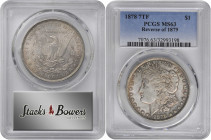 1878 Morgan Silver Dollar. 7 Tailfeathers. Reverse of 1879. MS-63 (PCGS).

PCGS# 7076. NGC ID: 253L.