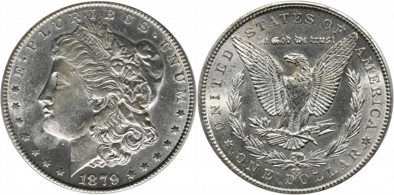 1879-CC Morgan Silver Dollar. VAM-3. Top 100 Variety. Capped Die. MS-60 Details-...